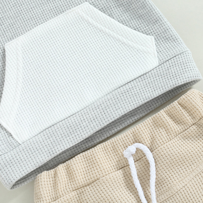 Lioraitiin Toddler Baby 2Pcs Outfits Short Sleeve Waffle Knit Pocket
