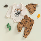 Lioraitiin Baby Boys 3PCS Outfit Sets Long Sleeve Letter Print Romper