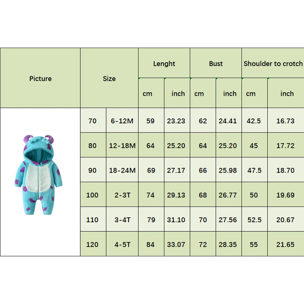 Lioraitiin 0-3Years Infant Baby Boy Girl Fleece Jumpsuit Horn Hooded