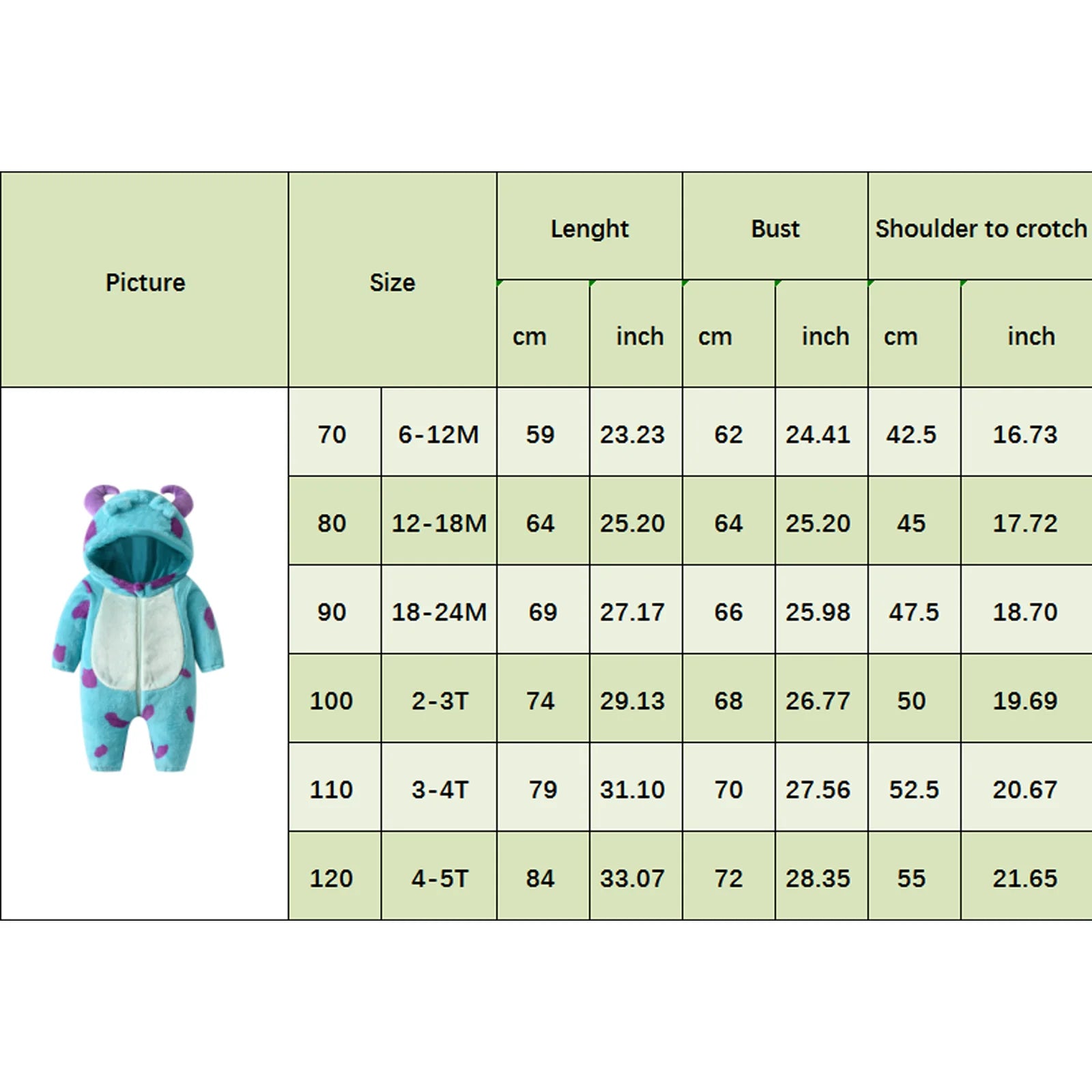 Lioraitiin 0-3Years Infant Baby Boy Girl Fleece Jumpsuit Horn Hooded