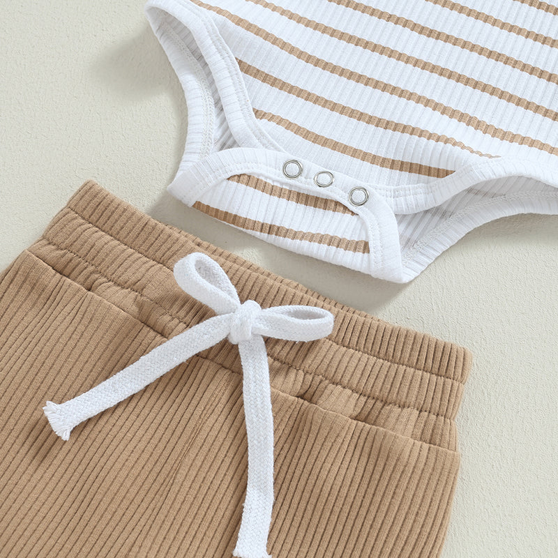 Lioraitiin 0-24M Infant Baby Boy 2Pcs Outfits Long Sleeve Striped