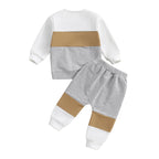 Lioraitiin Toddler Boy Set Contrast Color Long Sleeve Crew Neck