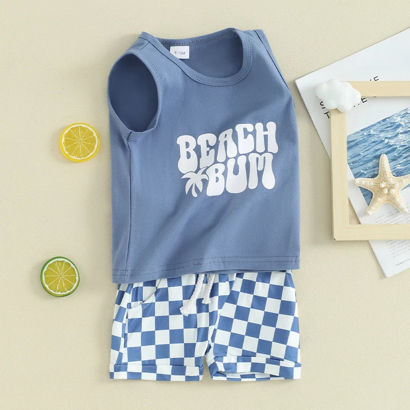 Lioraitiin Toddler Boys Outfits Letter Car Print Sleeveless Tank Tops