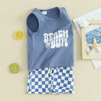 Lioraitiin Toddler Boys Outfits Letter Car Print Sleeveless Tank Tops