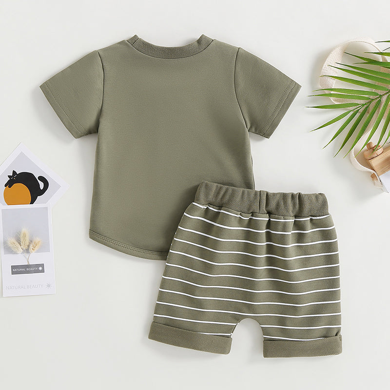 Lioraitiin 0-4Years Baby Kids Boys 2Pcs Set Short Sleeve Crew Neck