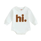 Lioraitiin 0-18M Infant Baby Girls Bodysuit Crewneck Beige Long