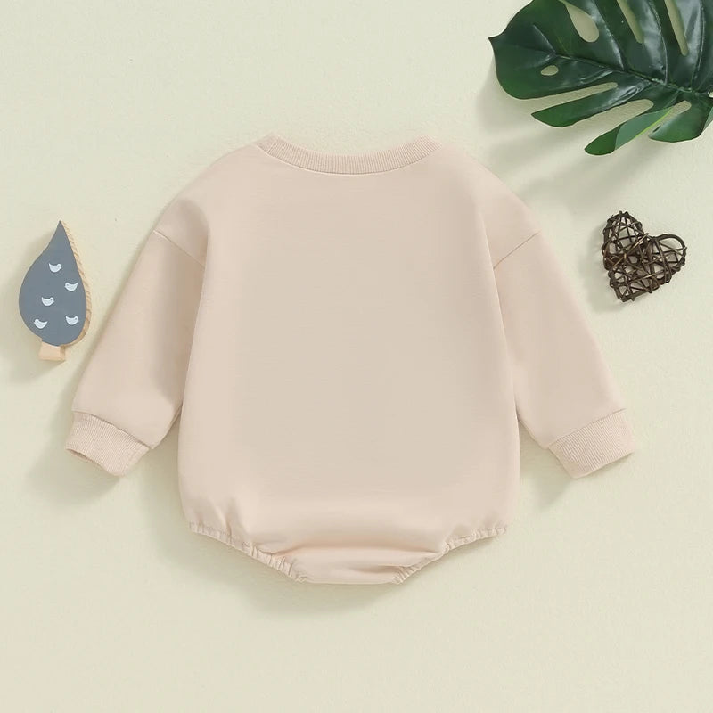 Lioraitiin Baby Girls Boys Romper Long Sleeve Crewneck Tractor