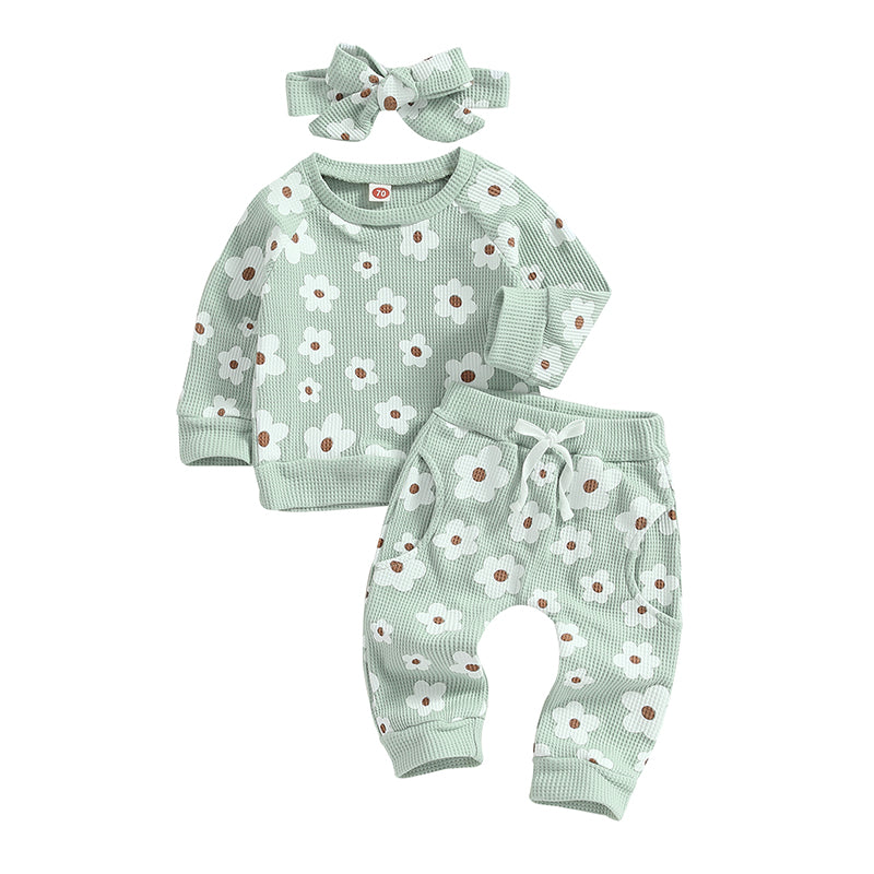 Lioraitiin Infant Baby Girl 2Pcs Set Flower Print Long Sleeve