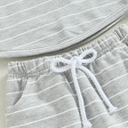Lioraitiin 0-3Years Baby Boys Pants Set Striped Long Sleeve Crew Neck
