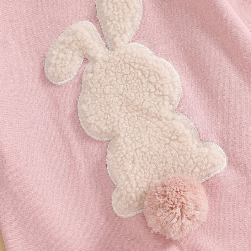 Lioraitiin Baby Girls Boys Easter Rompers Plush Bunny Embroidery Fur