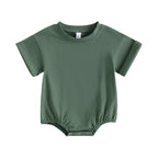 Lioraitiin 0-24M Baby Boys Girls Rompers Solid Short Sleeve O-neck