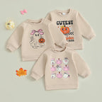 Lioraitiin Toddler Girls Halloween Sweatshirt Ghost Pumpkin Print