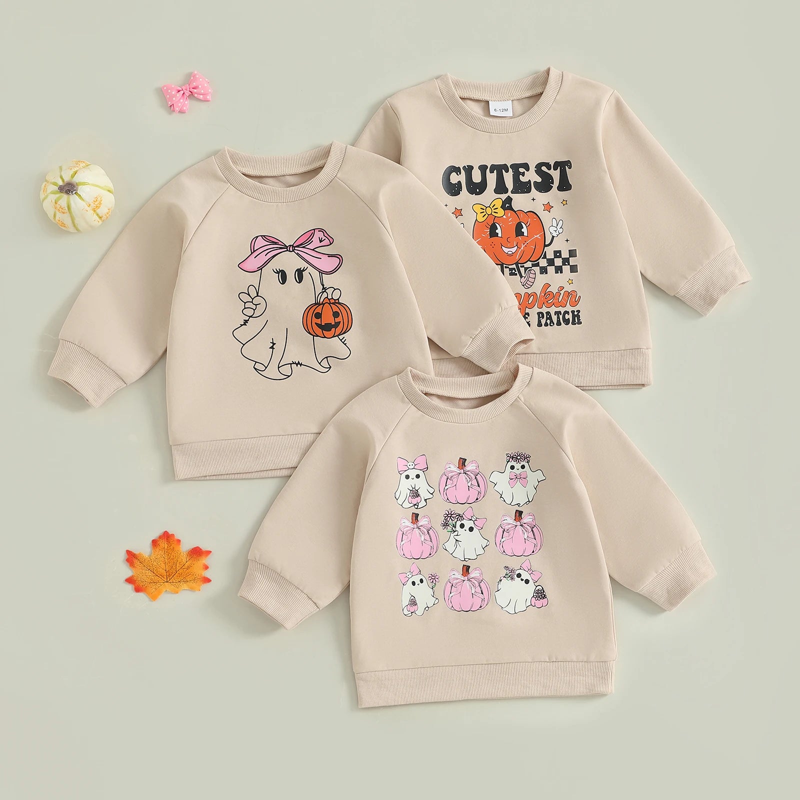 Lioraitiin Toddler Girls Halloween Sweatshirt Ghost Pumpkin Print