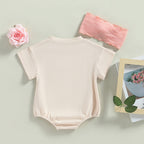 Lioraitiin 0-18M Infant Baby Girl 2Pcs Bodysuit Short Sleeve Letters