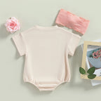 Lioraitiin 0-18M Infant Baby Girl 2Pcs Bodysuit Short Sleeve Letters