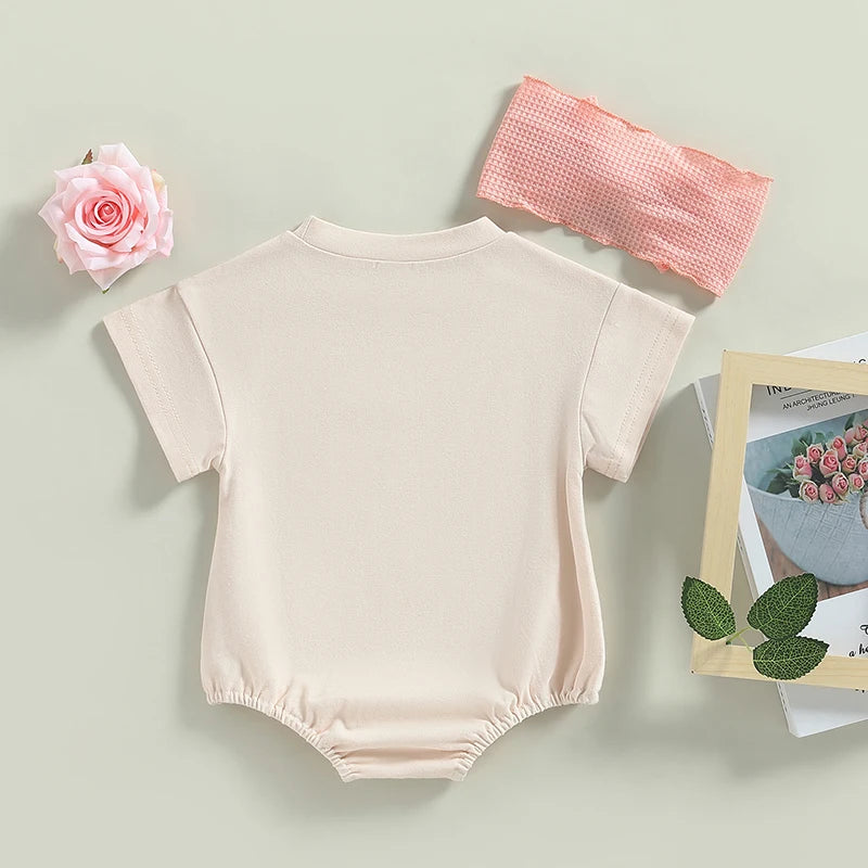 Lioraitiin 0-18M Infant Baby Girl 2Pcs Bodysuit Short Sleeve Letters