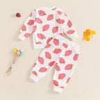 Lioraitiin Toddler Girls Outfits Strawberry Print Long Sleeve