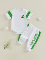 Lioraitiin Baby Boy Outfit Golf/Cartoon Bear Pattern Crew Neck Short