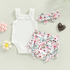 Lioraitiin 0-18M Infant Baby Girls Shorts Set Sleeveless Romper