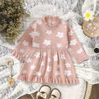 Lioraitiin Toddler Kids Girl Long Sleeve Dress Floral Print Ruffle