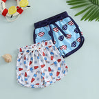 Lioraitiin Toddler Boy 4th of July Swim Trunks with Drawstring Ice