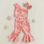 Lioraitiin 0-4Years Toddler Girls 3Pcs Outfit Sets Sleeveless One