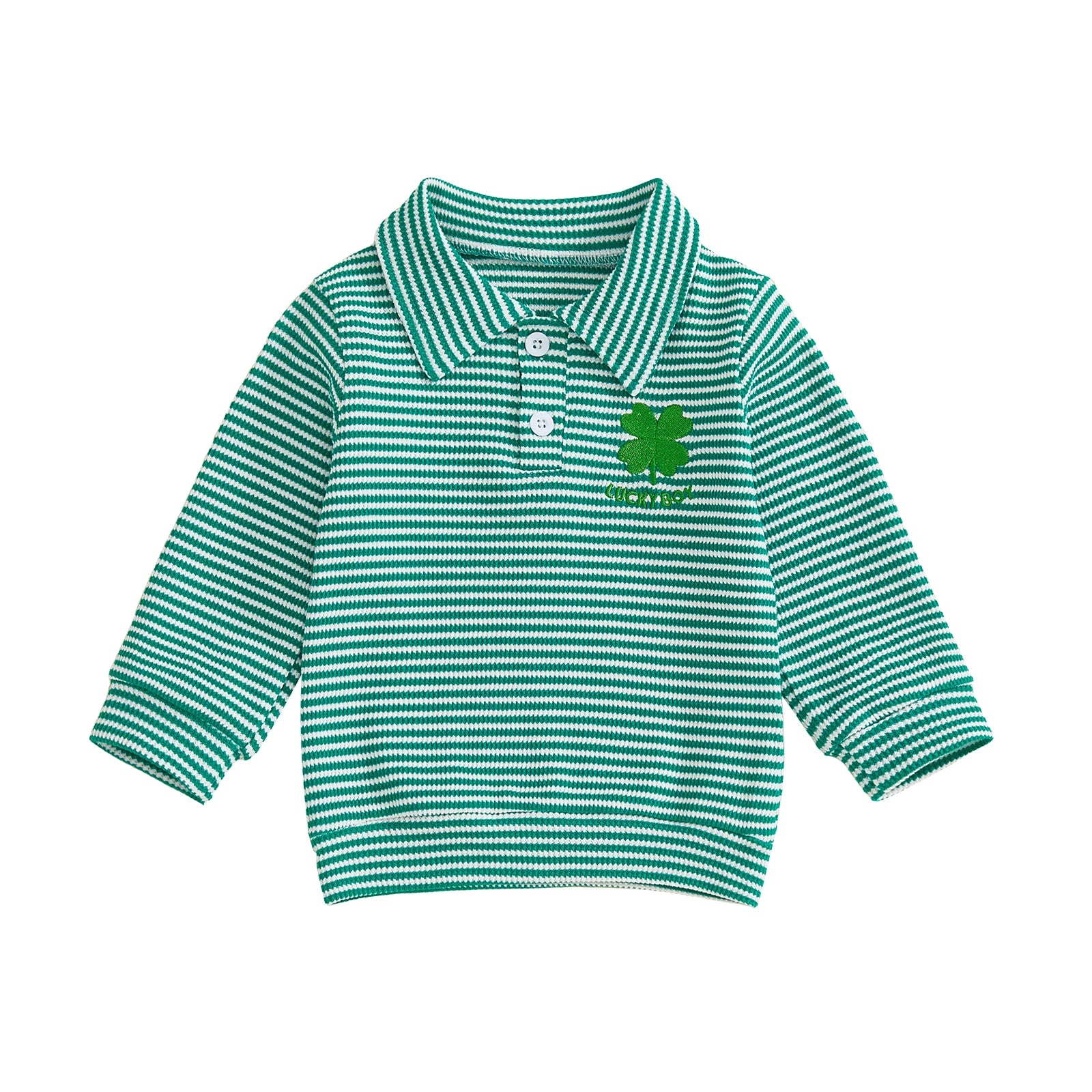 Lioraitiin Toddler Little Boy Irish Sweatshirt Striped Clover Letter