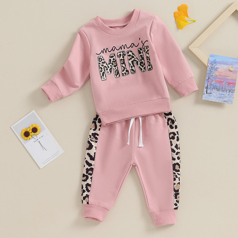 Lioraitiin 0-3Y Newborn Baby Girls Set Letter & Leopard Print Long