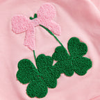 Toddler Baby Girl Irish Sweatshirt Bow Clover Embroidery Long Sleeve