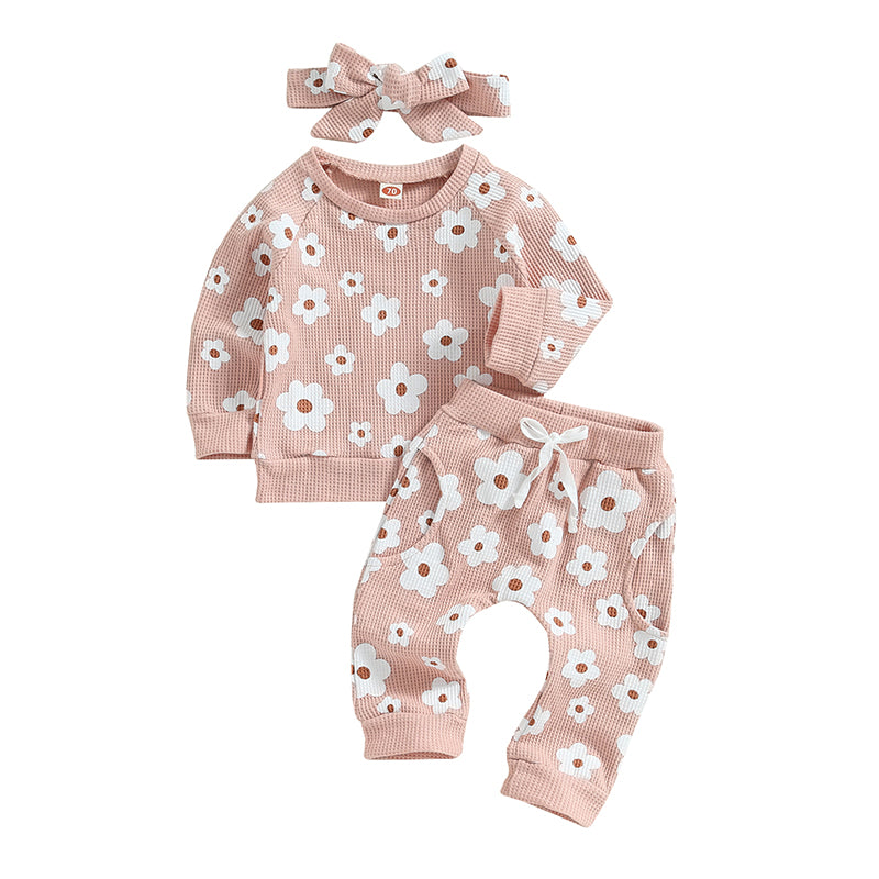 Lioraitiin Infant Baby Girl 2Pcs Set Flower Print Long Sleeve