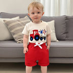 Lioraitiin Toddler Baby Boy 4th of July Outfit Star Truck Embroidery