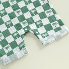Lioraitiin Newborn Baby Boy Romper Short Sleeve Round Neck Checkered