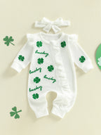 Lioraitiin Baby Girl Outfit Clover Letters Embroidery Ruffle Long