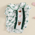 Lioraitiin 0-3Y Newborn Baby Girls Romper Bowknit Print Short Puff