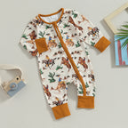 Lioraitiin 0-12M Infant Baby Boys Jumpsuit Long Sleeve Cow/Horse