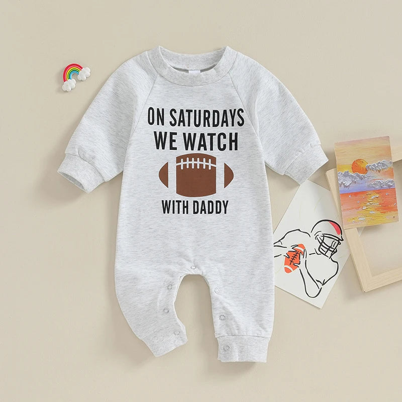 Lioraitiin 0-18M Infant Baby Girl Boy Romper Soccer Letter Print Long