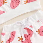 Lioraitiin Toddler Girls Outfits Strawberry Print Long Sleeve