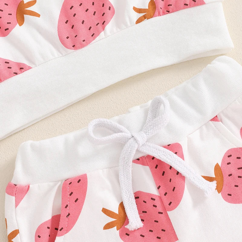 Lioraitiin Toddler Girls Outfits Strawberry Print Long Sleeve