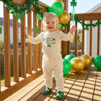 Lioraitiin Baby Girls Outfits Long Sleeve Shamrock Embroidery Romper