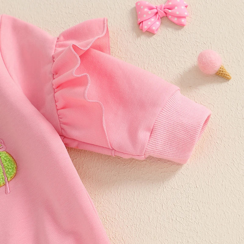 Lioraitiin Toddler Girl Easter Outfit Bunny Embroidery Long Sleeve