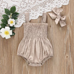 Lioraitiin 0-18M Infant Baby Girl 2Pcs Sleeveless Solid Bodysuit