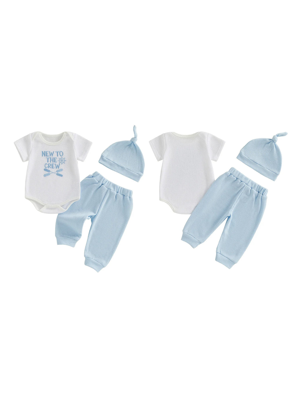 Baby Boys Outfits Letter Embroidery Round Neck Short Sleeve Waffle