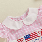 Lioraitiin Newborn Baby Girl 4th of July Romper Ruffle Sleeveless