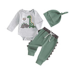Lioraitiin Baby Boys Outfit, Long Sleeve Crew Neck Dinosaur Print