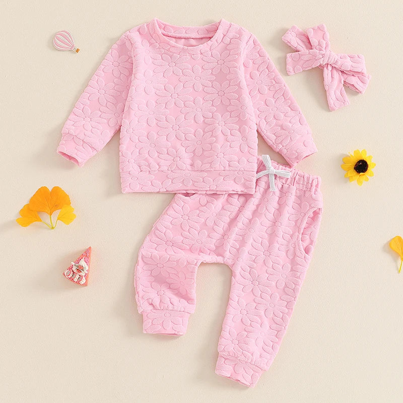 Lioraitiin Toddler Girl Outfit Daisy Embroidery Long Sleeve