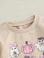 Lioraitiin Toddler Girls Halloween Sweatshirt Ghost Pumpkin Print