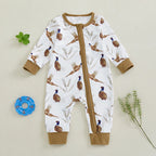 Lioraitiin Newborn Baby Boys Rompers Soft Bird Wheat Ear Pattern