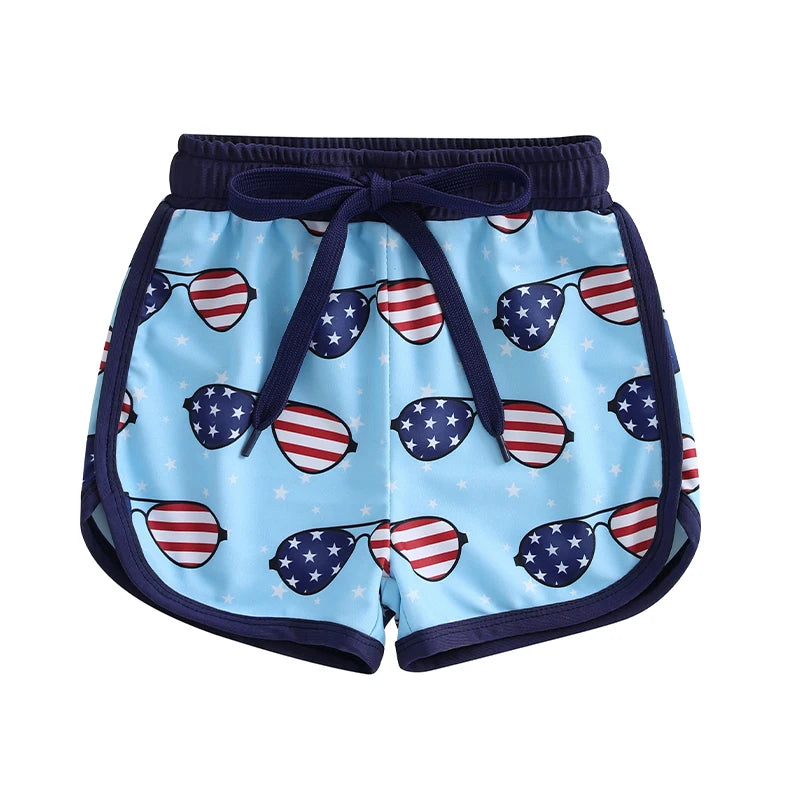 Lioraitiin Toddler Boy 4th of July Swim Trunks with Drawstring Ice