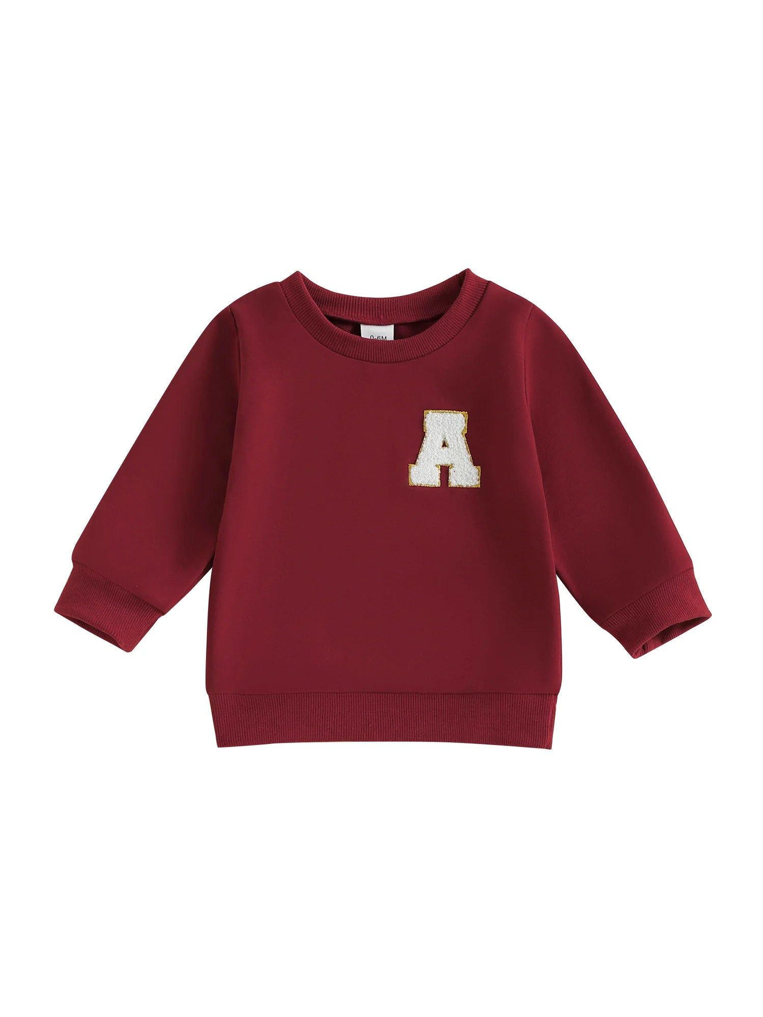Toddler Baby Girl Boys Sweatshirt Letter Embroidery Round Neck Long
