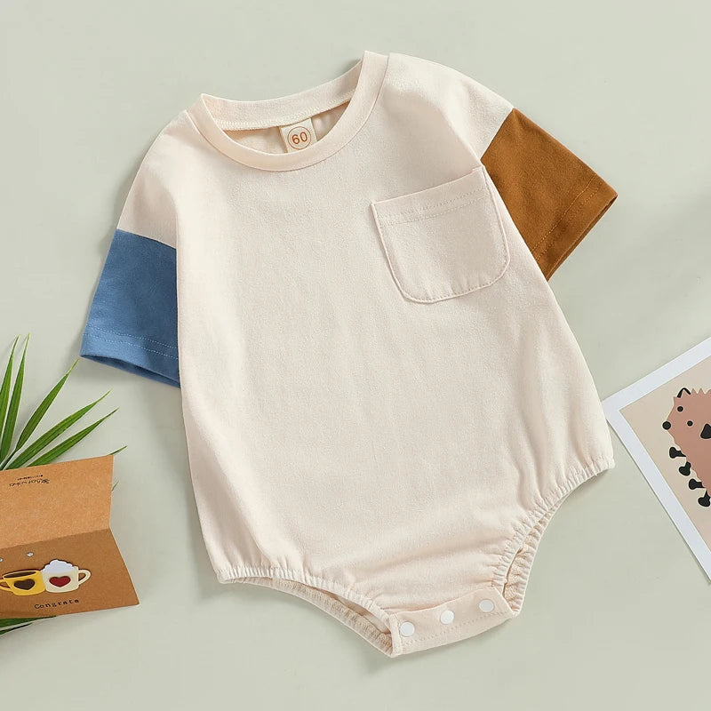 Lioraitiin 0-24M Kid Girl Boy Girl Bodysuit Short Sleeve Round Neck